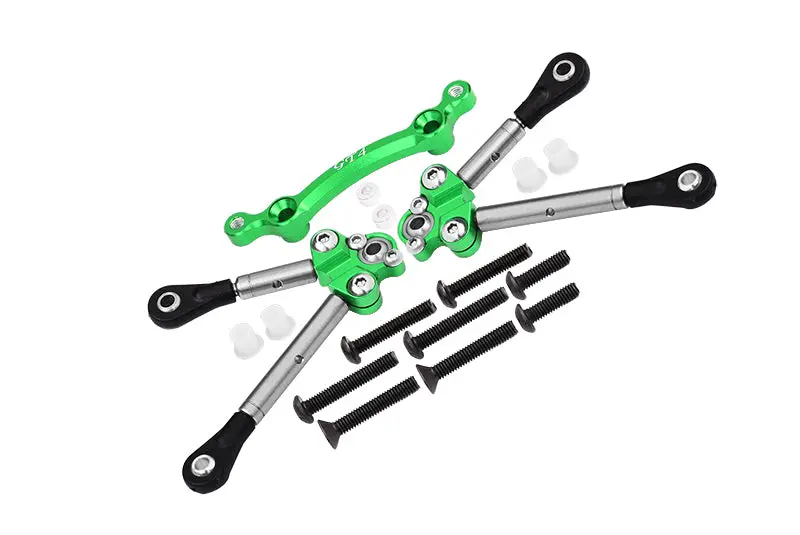 Titanium Front Tie Rods With Stabilizer For C Hub For 1/10 Traxxas Ford Gt 4-Tec 2.0 83056-4 / 4-Tec 3.0 93054-4 - 15Pc Set Green 1