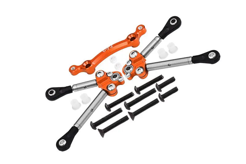 Titanium Front Tie Rods With Stabilizer For C Hub For 1/10 Traxxas Ford Gt 4-Tec 2.0 83056-4 / 4-Tec 3.0 93054-4 - 15Pc Set Orange 1