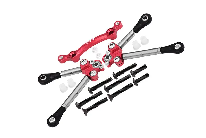Titanium Front Tie Rods With Stabilizer For C Hub For 1/10 Traxxas Ford Gt 4-Tec 2.0 83056-4 / 4-Tec 3.0 93054-4 - 15Pc Set Red 1