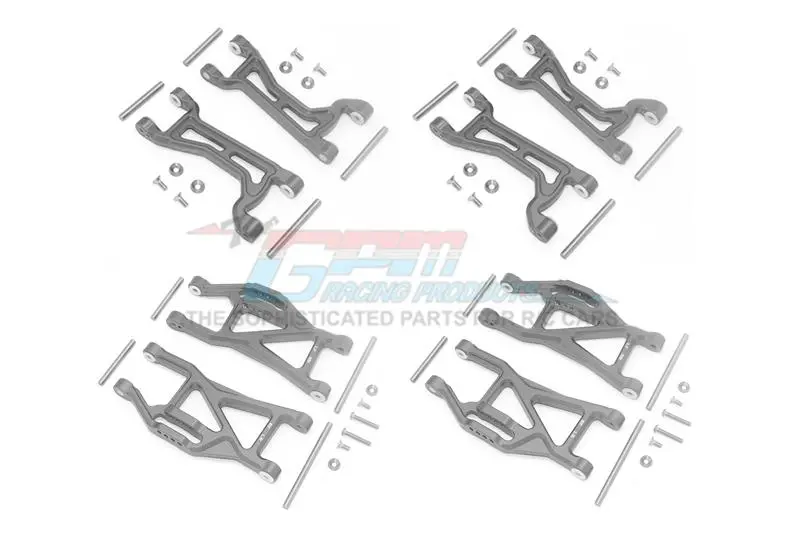 Traxxas 1/10 Maxx 4Wd Monster Truck Aluminium Full Suspension Arm Set (Front + Rear & Upper + Lower Arms) - 56Pc Set Gray Silver 1