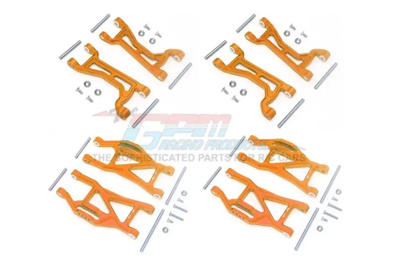 Traxxas 1/10 Maxx 4Wd Monster Truck Aluminium Full Suspension Arm Set (Front + Rear & Upper + Lower Arms) - 56Pc Set Orange 1