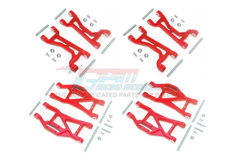 Traxxas 1/10 Maxx 4Wd Monster Truck Aluminium Full Suspension Arm Set (Front + Rear & Upper + Lower Arms) - 56Pc Set Red 1