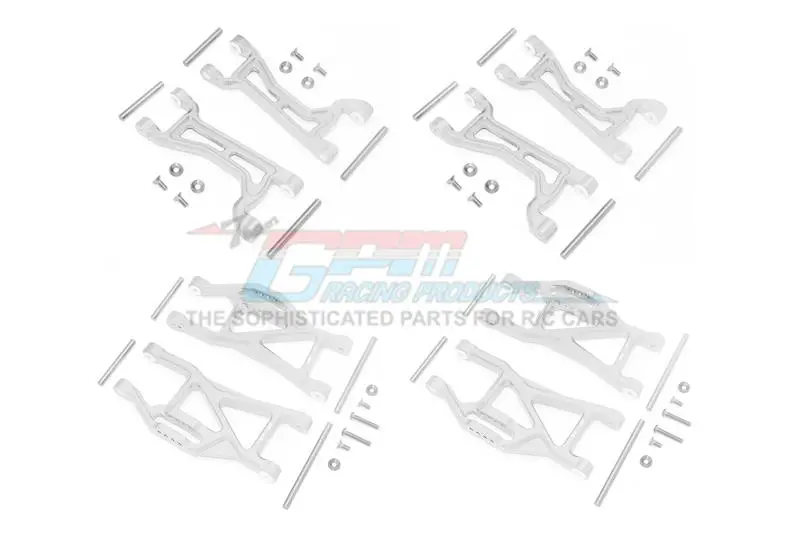 Traxxas 1/10 Maxx 4Wd Monster Truck Aluminium Full Suspension Arm Set (Front + Rear & Upper + Lower Arms) - 56Pc Set Silver 1