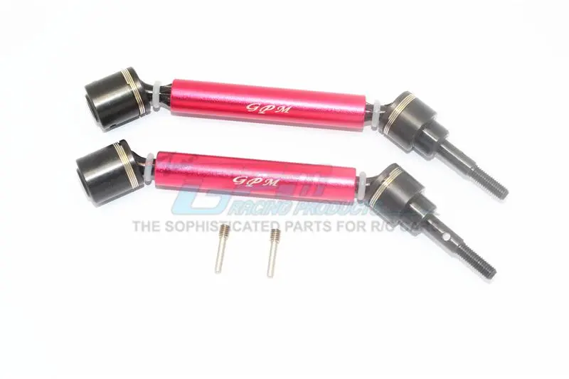 Traxxas 1/10 Maxx 4Wd Monster Truck Harden Steel + Aluminum Front Or Rear Adjustable Cvd Drive Shaft - 1Pr Set Red 1