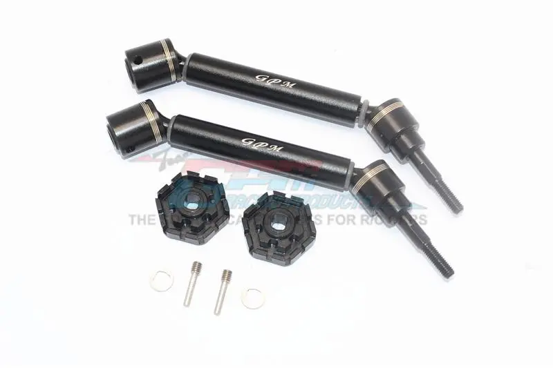 Traxxas 1/10 Maxx 4Wd Monster Truck Harden Steel + Aluminum Front Or Rear Adjustable Cvd Drive Shaft + Hex Adapter - 1Pr Set Black 1