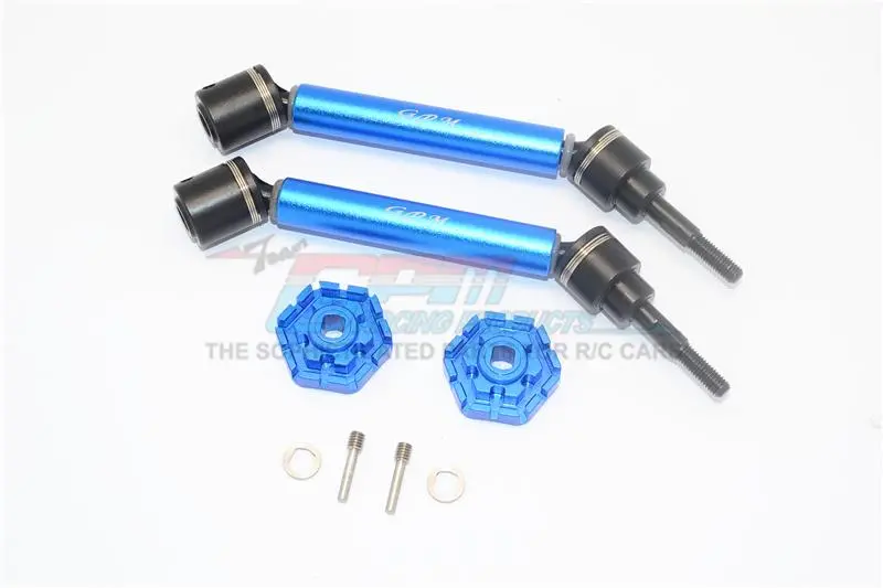 Traxxas 1/10 Maxx 4Wd Monster Truck Harden Steel + Aluminum Front Or Rear Adjustable Cvd Drive Shaft + Hex Adapter - 1Pr Set Blue 1