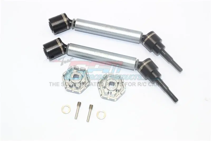Traxxas 1/10 Maxx 4Wd Monster Truck Harden Steel + Aluminum Front Or Rear Adjustable Cvd Drive Shaft + Hex Adapter - 1Pr Set Gray Silver 1