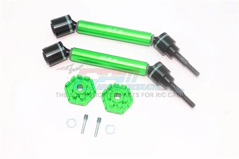 Traxxas 1/10 Maxx 4Wd Monster Truck Harden Steel + Aluminum Front Or Rear Adjustable Cvd Drive Shaft + Hex Adapter - 1Pr Set Green 1