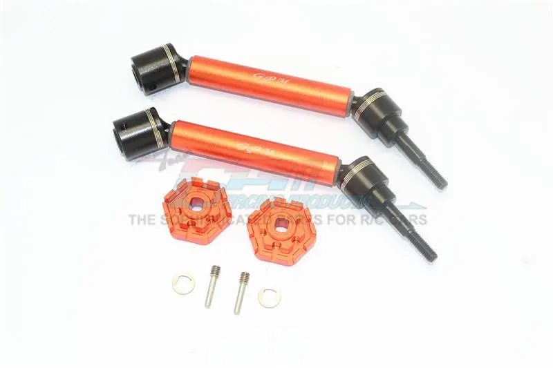 Traxxas 1/10 Maxx 4Wd Monster Truck Harden Steel + Aluminum Front Or Rear Adjustable Cvd Drive Shaft + Hex Adapter - 1Pr Set Orange 1
