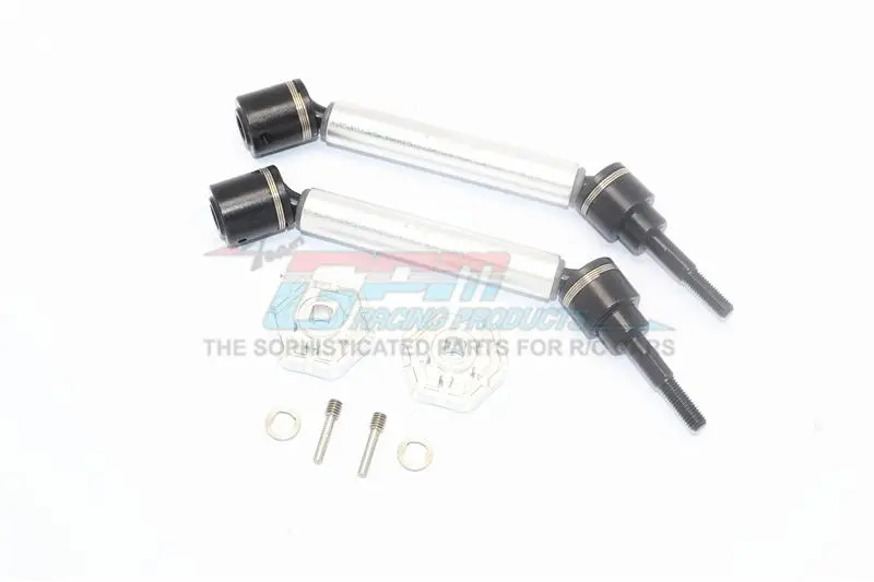 Traxxas 1/10 Maxx 4Wd Monster Truck Harden Steel + Aluminum Front Or Rear Adjustable Cvd Drive Shaft + Hex Adapter - 1Pr Set Silver 1
