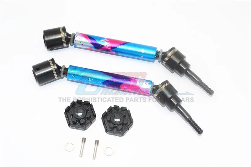 Traxxas 1/10 Maxx 4Wd Monster Truck Harden Steel + Aluminum Front Or Rear Adjustable Cvd Drive Shaft + Hex Adapter (Splatter Paint Version 1) - 1Pr Set Splatter 1