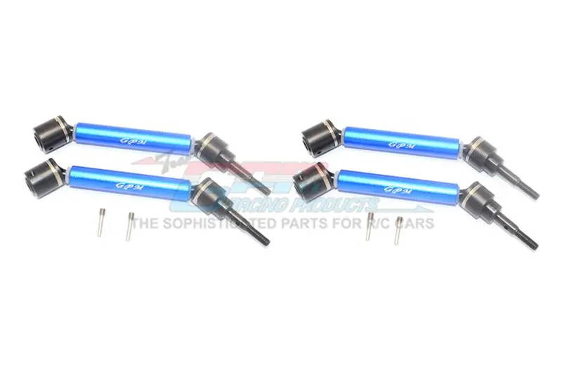 Traxxas 1/10 Maxx 4Wd Monster Truck Harden Steel + Aluminum Front + Rear Adjustable Cvd Drive Shaft - 2Pr Set Blue 1