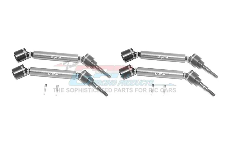 Traxxas 1/10 Maxx 4Wd Monster Truck Harden Steel + Aluminum Front + Rear Adjustable Cvd Drive Shaft - 2Pr Set Gray Silver 1