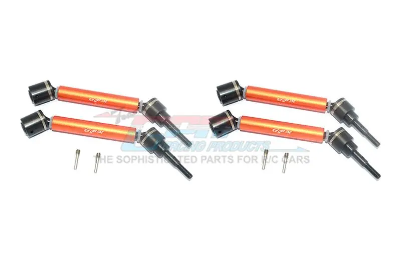 Traxxas 1/10 Maxx 4Wd Monster Truck Harden Steel + Aluminum Front + Rear Adjustable Cvd Drive Shaft - 2Pr Set Orange 1