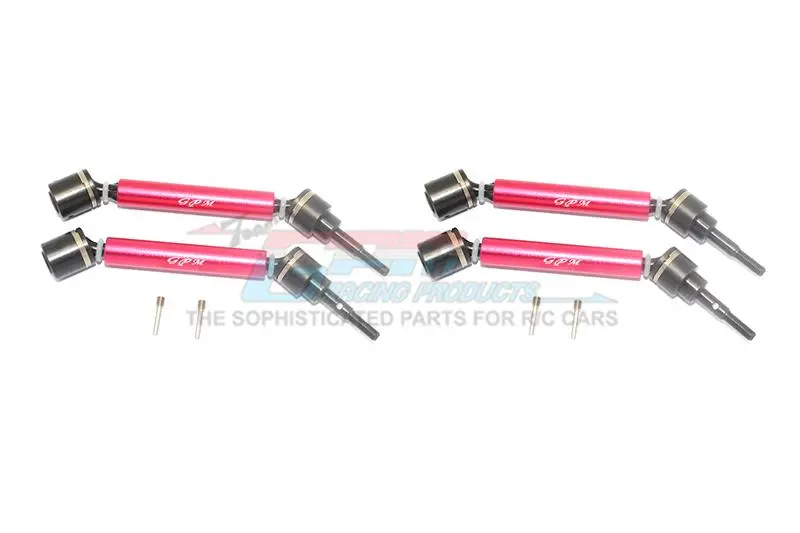 Traxxas 1/10 Maxx 4Wd Monster Truck Harden Steel + Aluminum Front + Rear Adjustable Cvd Drive Shaft - 2Pr Set Red 1