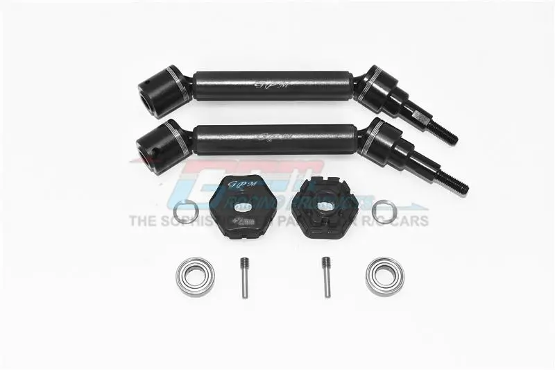 Traxxas 1/10 Maxx 4Wd Monster Truck Harden Steel+Aluminum Front Or Rear Adjustable Cvd Drive Shaft + Hex Adapter (+2Mm) - 10Pc Set Black 1