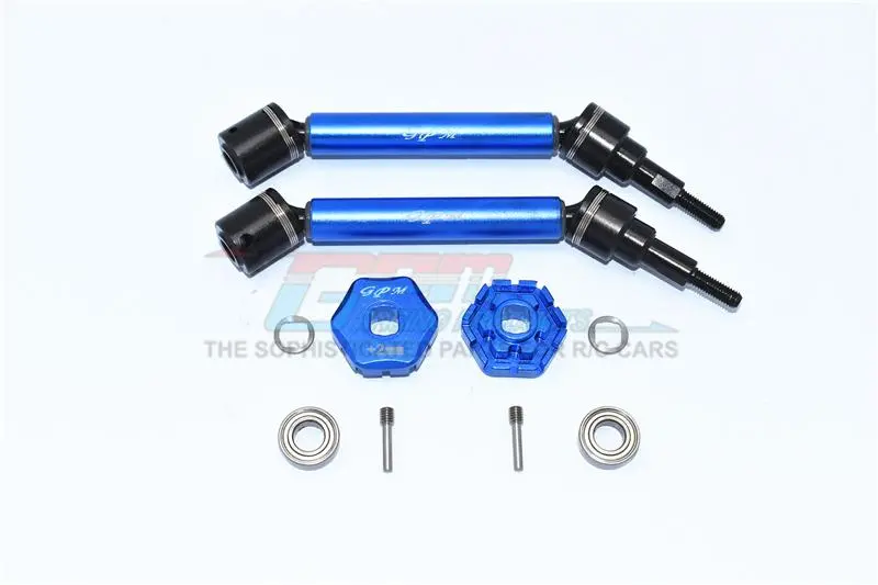 Traxxas 1/10 Maxx 4Wd Monster Truck Harden Steel+Aluminum Front Or Rear Adjustable Cvd Drive Shaft + Hex Adapter (+2Mm) - 10Pc Set Blue 1