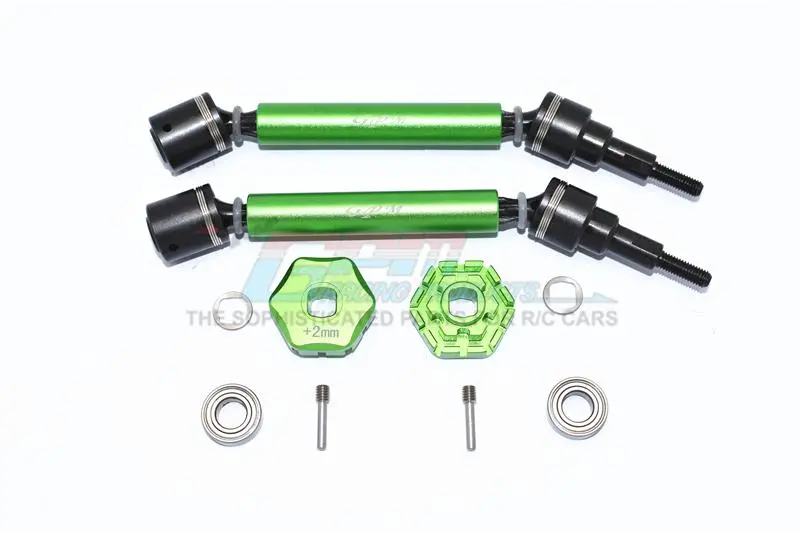 Traxxas 1/10 Maxx 4Wd Monster Truck Harden Steel+Aluminum Front Or Rear Adjustable Cvd Drive Shaft + Hex Adapter (+2Mm) - 10Pc Set Green 1