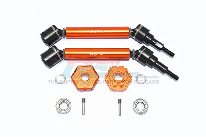 Traxxas 1/10 Maxx 4Wd Monster Truck Harden Steel+Aluminum Front Or Rear Adjustable Cvd Drive Shaft + Hex Adapter (+2Mm) - 10Pc Set Orange 1