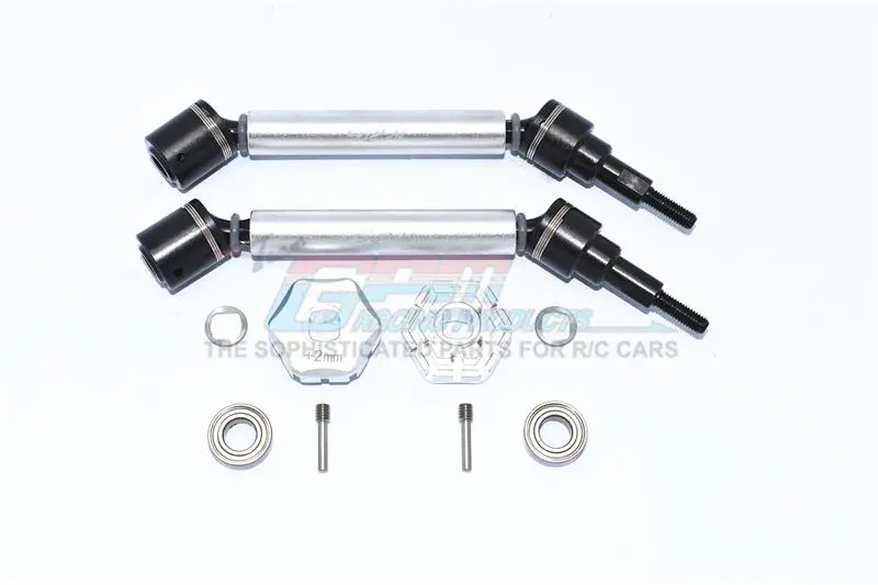 Traxxas 1/10 Maxx 4Wd Monster Truck Harden Steel+Aluminum Front Or Rear Adjustable Cvd Drive Shaft + Hex Adapter (+2Mm) - 10Pc Set Silver 1