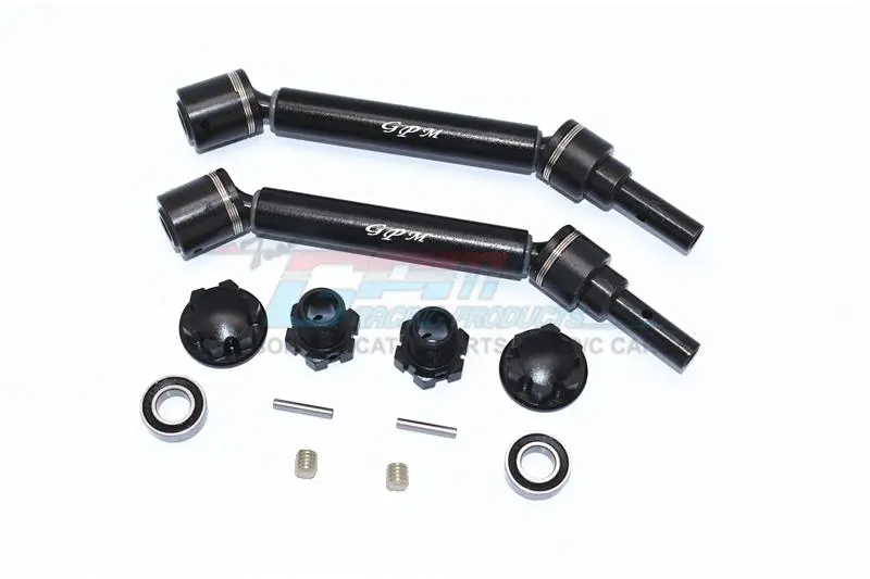 Traxxas 1/10 Maxx 4Wd Monster Truck Harden Steel+Aluminum Front Or Rear Adjustable Cvd Drive Shaft + Hex Adapter + Wheel Lock - 12Pc Set Black 1