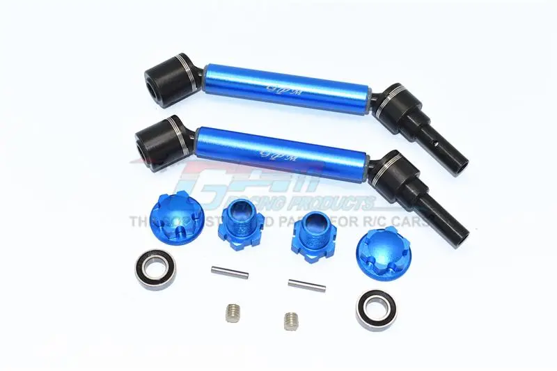 Traxxas 1/10 Maxx 4Wd Monster Truck Harden Steel+Aluminum Front Or Rear Adjustable Cvd Drive Shaft + Hex Adapter + Wheel Lock - 12Pc Set Blue 1