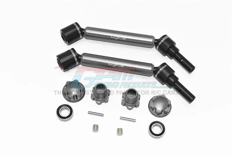 Traxxas 1/10 Maxx 4Wd Monster Truck Harden Steel+Aluminum Front Or Rear Adjustable Cvd Drive Shaft + Hex Adapter + Wheel Lock - 12Pc Set Gray Silver 1