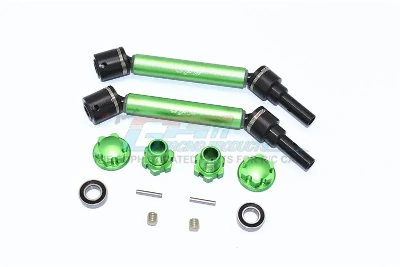 Traxxas 1/10 Maxx 4Wd Monster Truck Harden Steel+Aluminum Front Or Rear Adjustable Cvd Drive Shaft + Hex Adapter + Wheel Lock - 12Pc Set Green 1