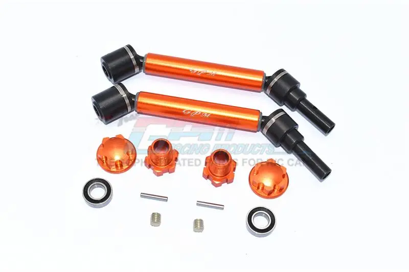 Traxxas 1/10 Maxx 4Wd Monster Truck Harden Steel+Aluminum Front Or Rear Adjustable Cvd Drive Shaft + Hex Adapter + Wheel Lock - 12Pc Set Orange 1