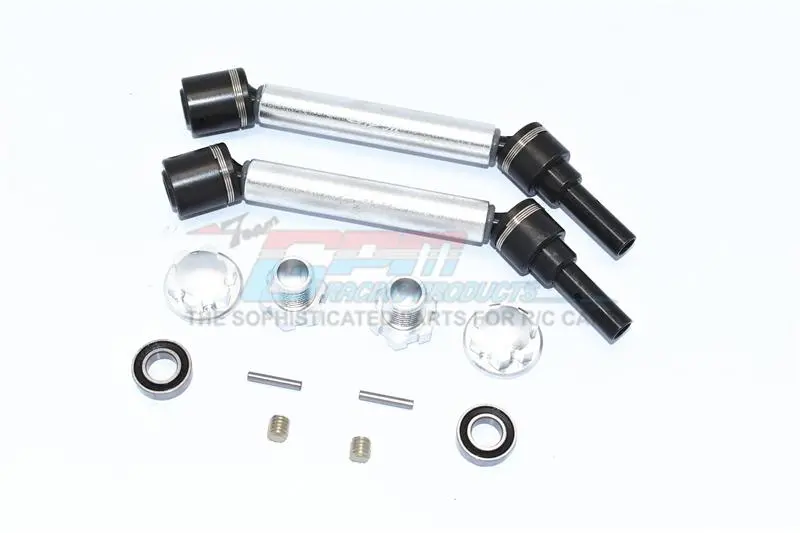 Traxxas 1/10 Maxx 4Wd Monster Truck Harden Steel+Aluminum Front Or Rear Adjustable Cvd Drive Shaft + Hex Adapter + Wheel Lock - 12Pc Set Silver 1
