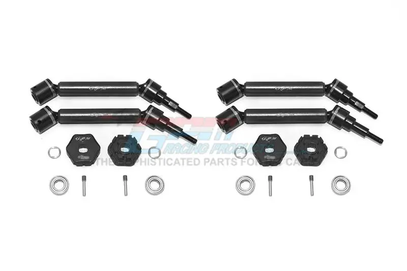 Traxxas 1/10 Maxx 4Wd Monster Truck Harden Steel+Aluminum Front & Rear Adjustable Cvd Drive Shaft + Hex Adapter (+2Mm) - 20Pc Set Black 1