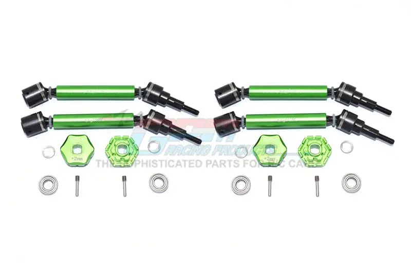 Traxxas 1/10 Maxx 4Wd Monster Truck Harden Steel+Aluminum Front & Rear Adjustable Cvd Drive Shaft + Hex Adapter (+2Mm) - 20Pc Set Green 1