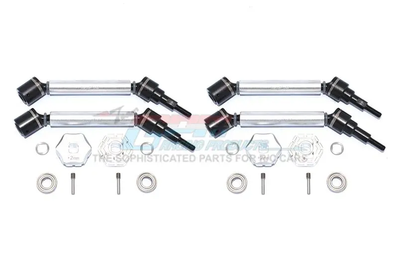 Traxxas 1/10 Maxx 4Wd Monster Truck Harden Steel+Aluminum Front & Rear Adjustable Cvd Drive Shaft + Hex Adapter (+2Mm) - 20Pc Set Silver 1