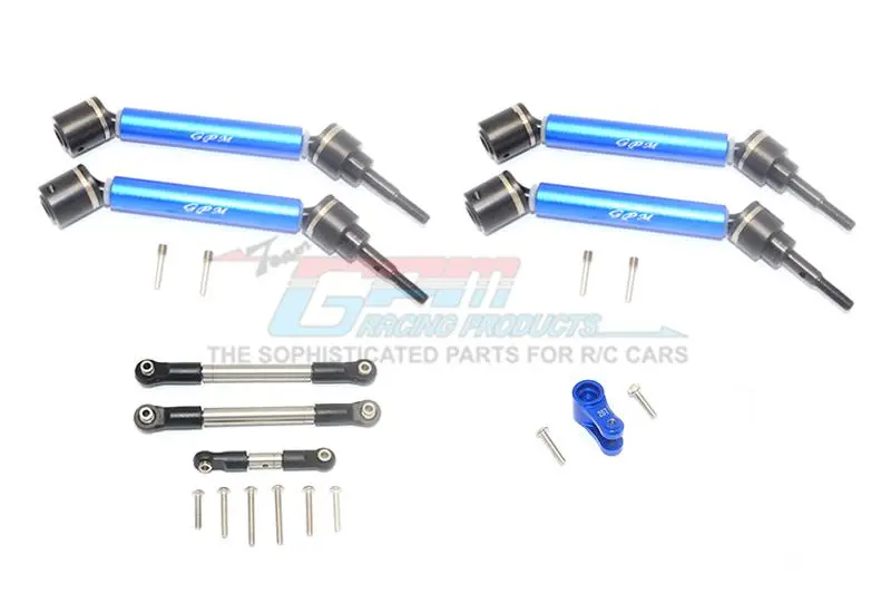 Traxxas 1/10 Maxx 4Wd Monster Truck Stainless Steel Tie Rod + 25T Servo Horn & Steel+Aluminum Front + Rear Adjustable Cvd Drive Shaft - 20Pc Set Blue 1