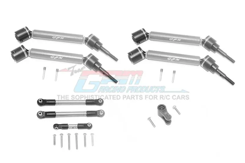 Traxxas 1/10 Maxx 4Wd Monster Truck Stainless Steel Tie Rod + 25T Servo Horn & Steel+Aluminum Front + Rear Adjustable Cvd Drive Shaft - 20Pc Set Gray Silver 1