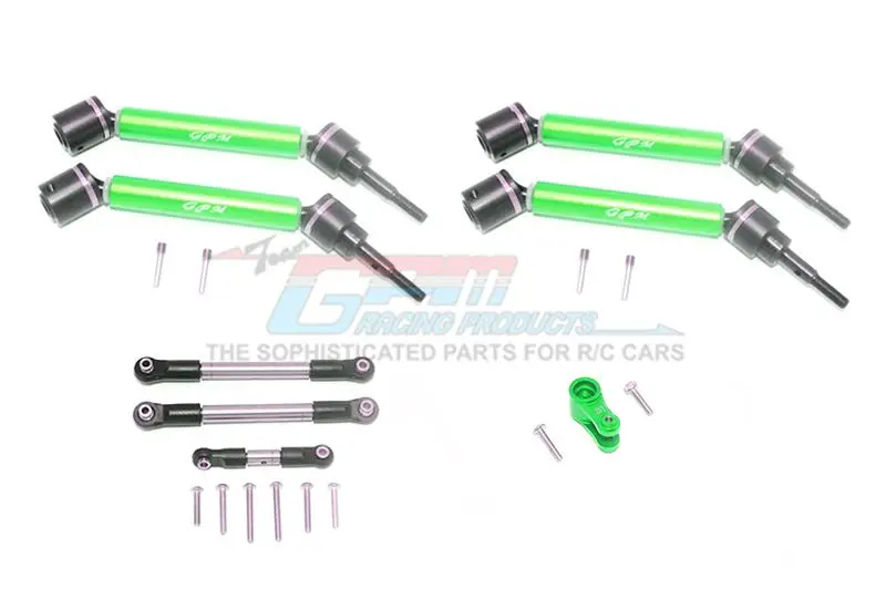 Traxxas 1/10 Maxx 4Wd Monster Truck Stainless Steel Tie Rod + 25T Servo Horn & Steel+Aluminum Front + Rear Adjustable Cvd Drive Shaft - 20Pc Set Green 1