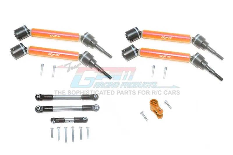Traxxas 1/10 Maxx 4Wd Monster Truck Stainless Steel Tie Rod + 25T Servo Horn & Steel+Aluminum Front + Rear Adjustable Cvd Drive Shaft - 20Pc Set Orange 1