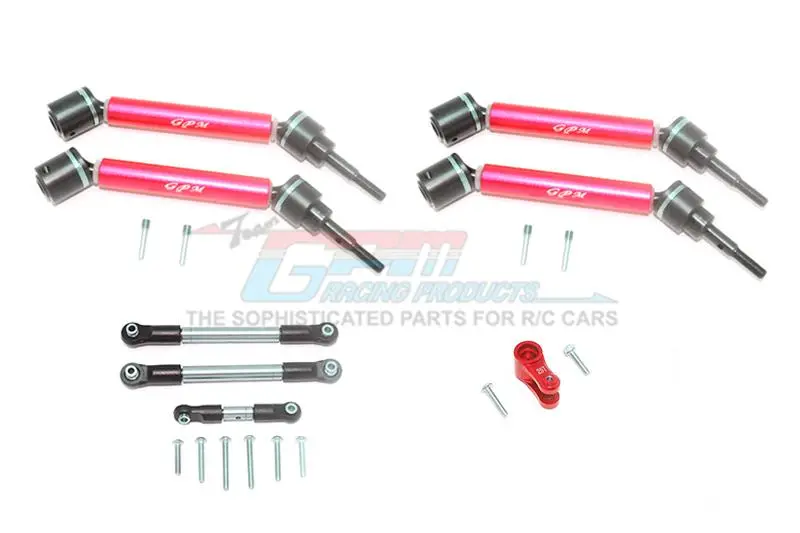 Traxxas 1/10 Maxx 4Wd Monster Truck Stainless Steel Tie Rod + 25T Servo Horn & Steel+Aluminum Front + Rear Adjustable Cvd Drive Shaft - 20Pc Set Red 1