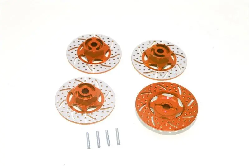 Traxxas 1/16 Mini E-Revo Aluminum Brake Disk Hex Adaptors - 4Pc Set Orange 1