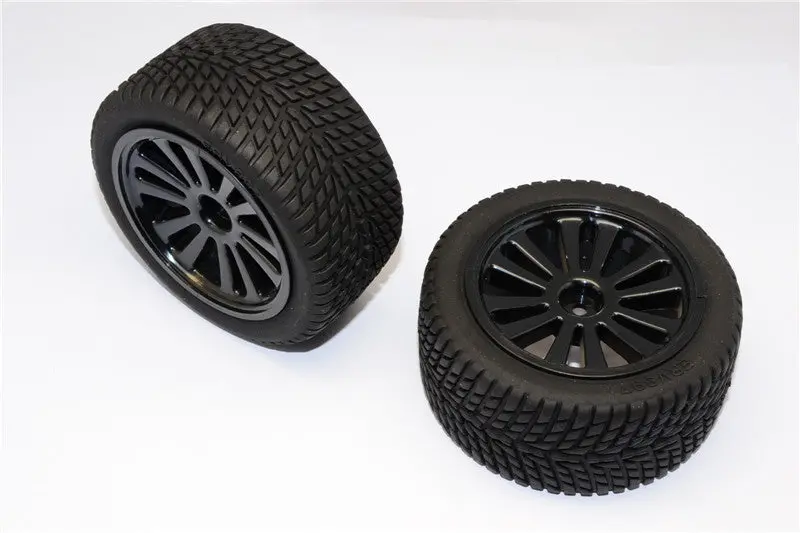 Traxxas 1/16 Mini E-Revo Front/Rear Rubber Radial Tire With Insert 40G (Onroad Arrow Pattern) + Plastic Front/Rear Flat Vacuum Rims (6 Poles) Gpm Optional - 1Pr Black 1