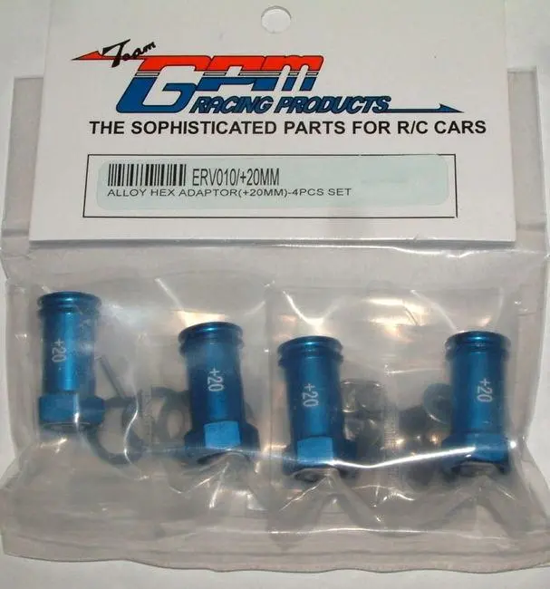 Traxxas 1/16 Mini E-Revo, Mini Slash, Mini Summit Aluminum Hex Adapters (+20Mm) - 4 Pcs Set Blue 1