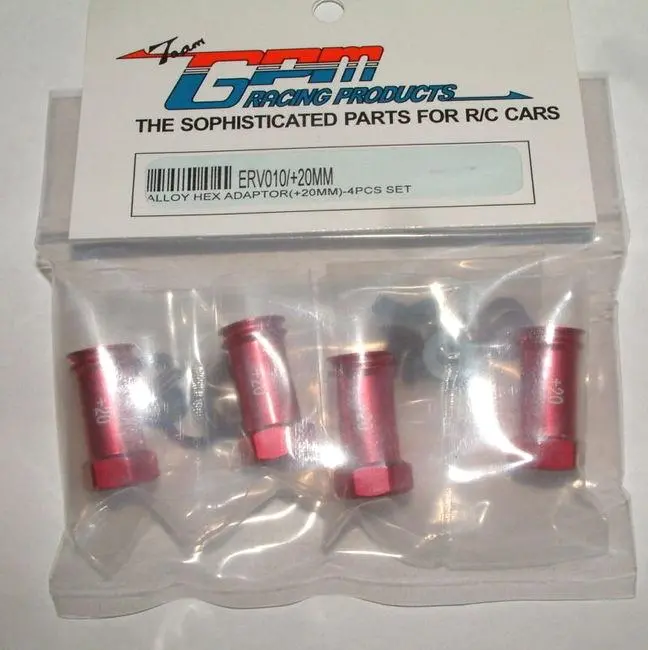 Traxxas 1/16 Mini E-Revo, Mini Slash, Mini Summit Aluminum Hex Adapters (+20Mm) - 4 Pcs Set Red 1