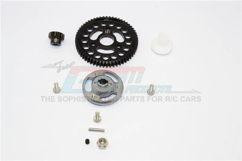 Traxxas Craniac Aluminum Spur Gear Adapter+Steel Gear 58T & 13T - 1 Set Gray Silver 1