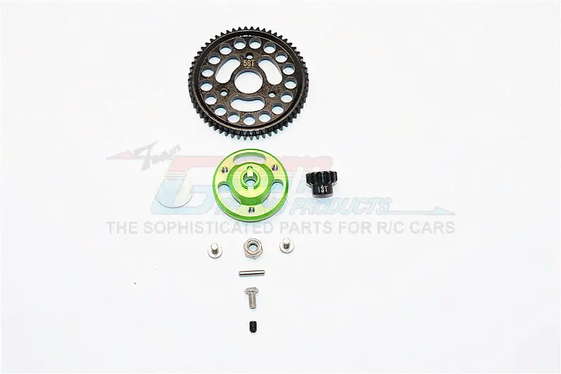 Traxxas Craniac Aluminum Spur Gear Adapter+Steel Gear 58T & 13T - 1 Set Green 1