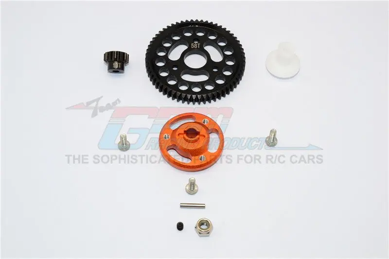Traxxas Craniac Aluminum Spur Gear Adapter+Steel Gear 58T & 13T - 1 Set Orange 1