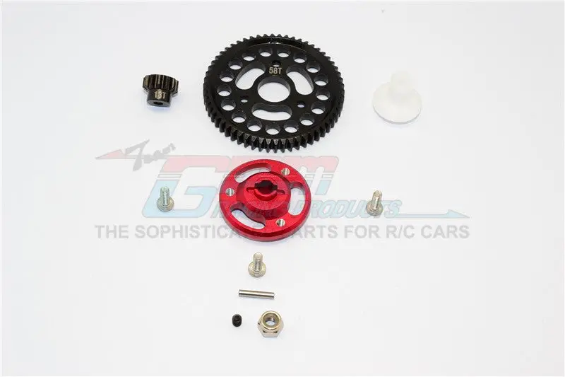 Traxxas Craniac Aluminum Spur Gear Adapter+Steel Gear 58T & 13T - 1 Set Red 1