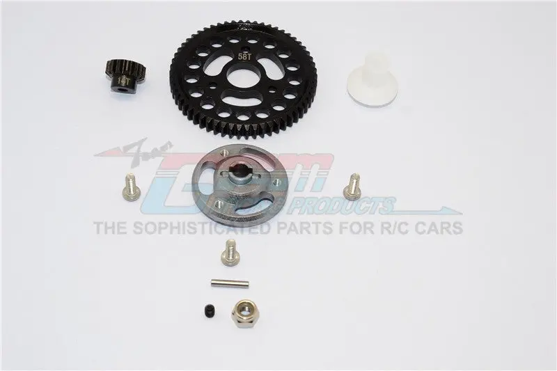 Traxxas Craniac Aluminum Spur Gear Adapter+Steel Gear 58T & 14T - 1 Set Gray Silver 1