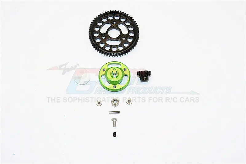 Traxxas Craniac Aluminum Spur Gear Adapter+Steel Gear 58T & 14T - 1 Set Green 1