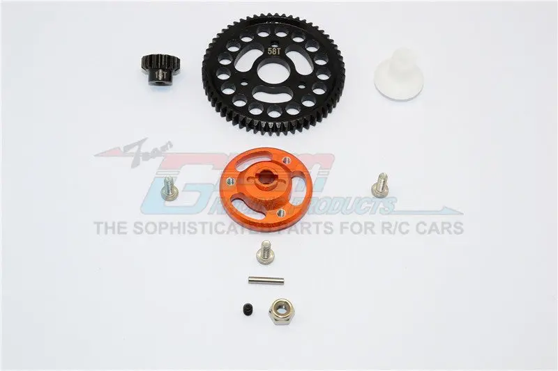Traxxas Craniac Aluminum Spur Gear Adapter+Steel Gear 58T & 14T - 1 Set Orange 1