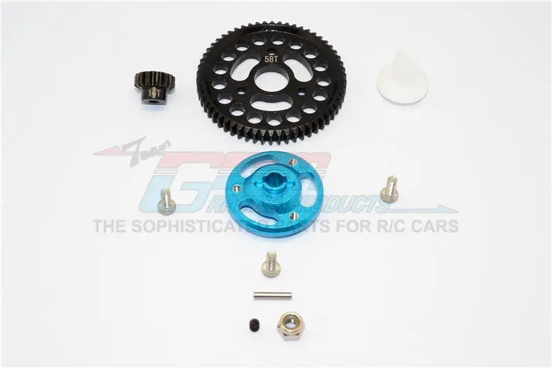Traxxas Craniac Aluminum Spur Gear Adapter+Steel Gear 58T & 14T - 1 Set Sky Blue 1